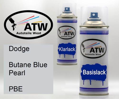 Dodge, Butane Blue Pearl, PBE: 400ml Sprühdose + 400ml Klarlack - Set, von ATW Autoteile West.
